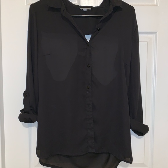 Black Button Down Top - Picture 2 of 2